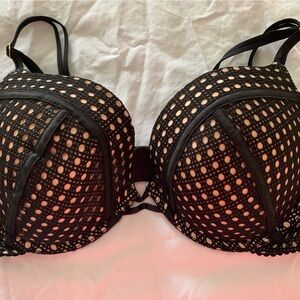 Victoria's Secret Black and Pale Pink Mesh Bra